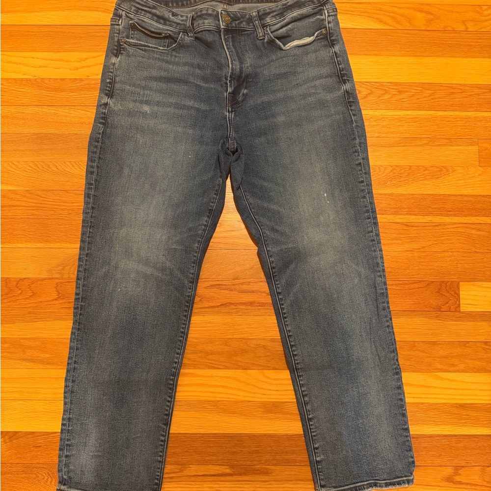 Express Women's Dark Blue Straight Leg Jeans
